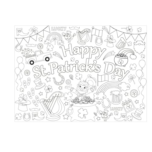Image of St. Patrick's Day Coloring Books for Saint Patrick's Day Giant Coloring Poster Large Coloring Tablecloth Huge Table Cover for Home Party Supplies Favor 31.4 x 43.3 Inch