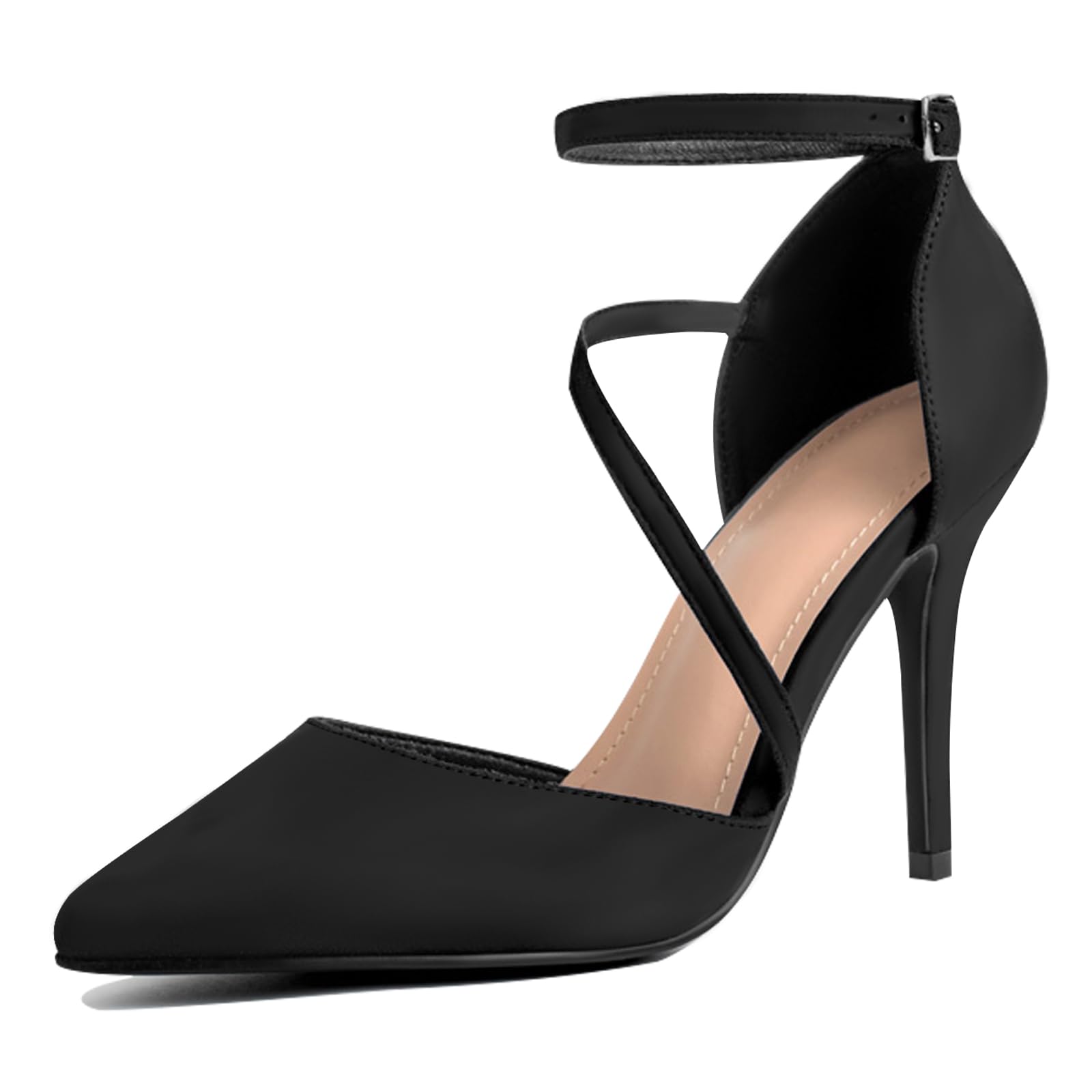 Women's High Heels Pumps Closed Pointed Toe Cross Strap D'Orsay Pumps Stiletto Heels Wedding Party Dress Shoes for Bridal