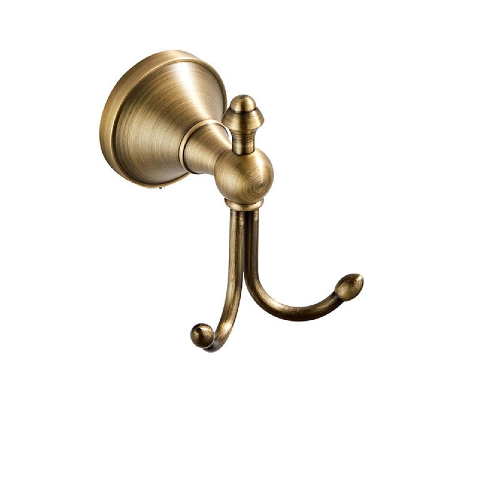Fanjubei Bronze Bathroom Shower Copper Antique-Style Storage Hangers, Antique Double Coat Hooks