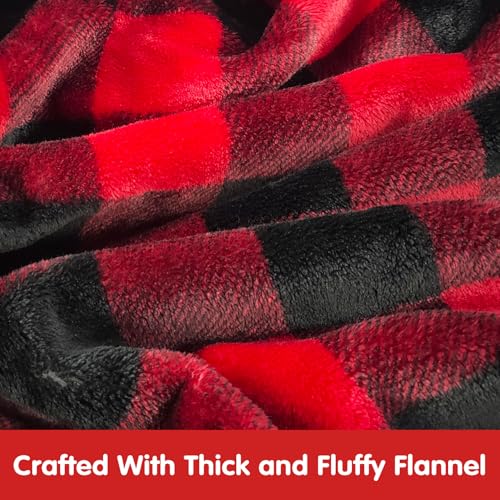 Image of Waitu Wearable Blanket for Kids, Wearable Blanket Hoodie Gifts for Teens Girls and Boys, Warm Blanket Sweatshirt for Teenage, Hoodie Blanket with Sleeves - Red and Black Plaid