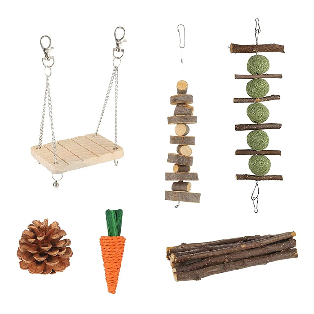 oringnat 8Pcs Chew for Hay Treats Timothy Sticks Grass Toy Swing for Hamster Teeth