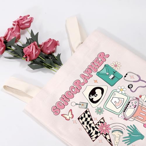 MEIKIUP Sonographer Gift Sonographer Canvas Tote Bag Ultrasound Tech Shoulder Bag Radiologist Gift2