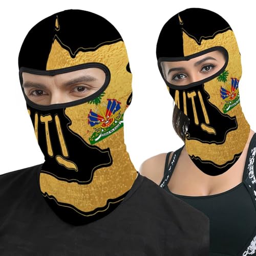 Haitian Haiti Flag Full Face Mask,Windproof Patriotic Flags Themd Balaclava Neck Headwear Face Cover for Unisex Cycling