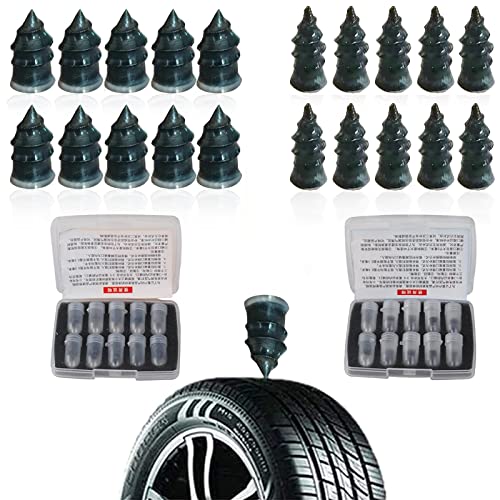 Gtwinsone 20 Piezas Clavos de Reparación de Neumáticos al Vacío Kit de Clavo de Goma Reparación Rápida Grande para Moto, Coche, Camión, Bicicleta (10 S + 10 L)