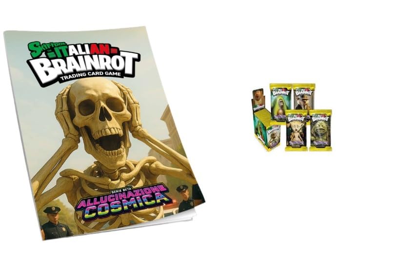 Álbum + Caja Skifidol Italian Brainrot 24 Booster con 7 cartas cada uno, 1 carta especial en cada paquete, los originales, Serie Beta Cosmic Halluzination