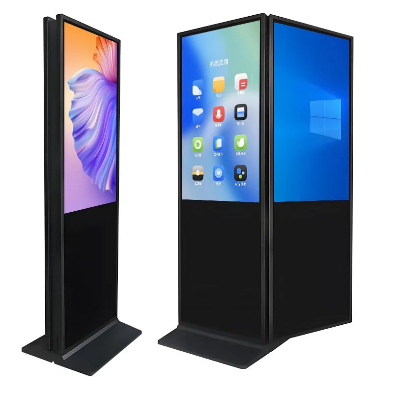 Image of 50 inch Dual-Sided Indoor Floor-Standing LCD Advertising Kiosk with Wheel Stand | Android RK3568 2GB+32GB | Non-Touch | CMS Preinstalled