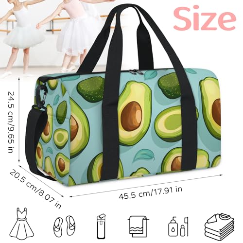 Gym Bag for Women Men Green Avocado Weekender Overnight Workout Travel Duffle Sports Tote Cute Avocado Waterproof Foldable Sports Bag2