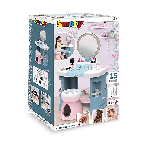 Smoby - My Beauty Coiffeuse - Coiffeuse Beauté pour Enfant - Coiffure + Onglerie + Maquillage Factice - 15 Accessoires - A Partir de 3 Ans - Fabrication Française