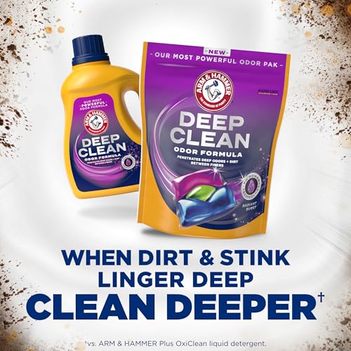 ARM & HAMMER Deep Clean Odor Formula Laundry Detergent Power Paks, 21 Count - image 3