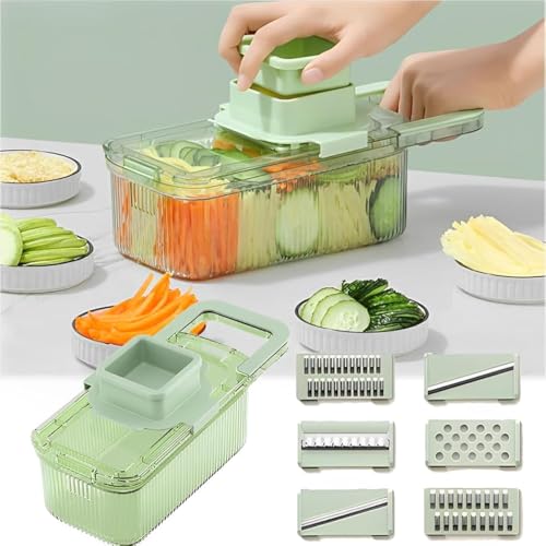 Vegetable chopper, Chopper vegetable cutter, Food chopper with container, Food chopper, Mandoline slicer, Multifunctional Grater with Six Cutting Tools, Vegetable Chopper with Container.