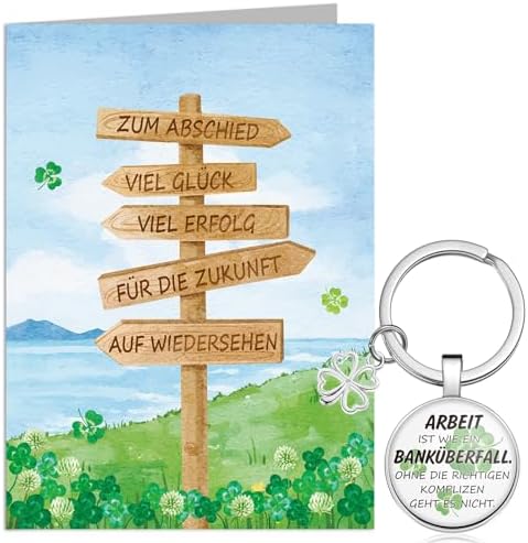 Abschiedsgeschenk Kollegen - Kleeblatt Kosmetiktasche Mit Karte & Anhänger