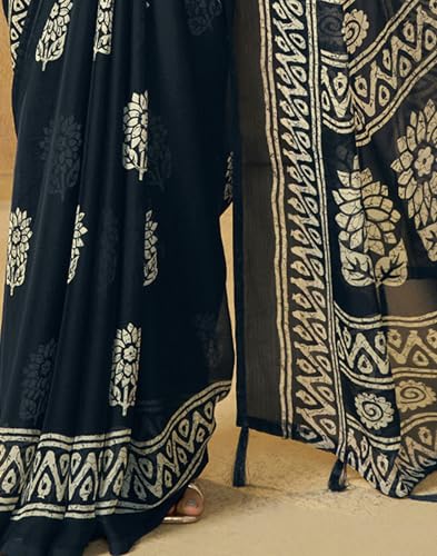 Image of SIRIL Women's Georgette Printed Saree with Unstitched Blouse Piece