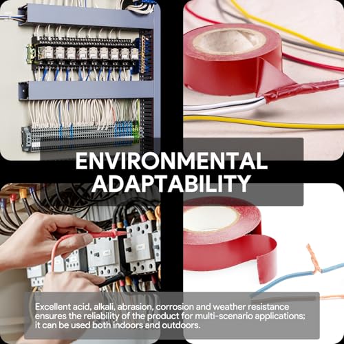 Image of Flame Retardant Red Electrical Tape; 3 /4 Inch * 66 Feet; PVC Electric Tape for Under 600V Electric, Repair, Home Outdoor Indoor Wire Insulation, 5℉ to 221℉ (1, Red)