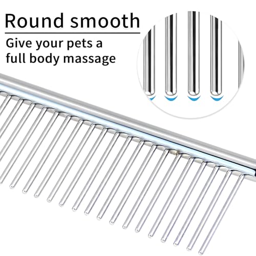 Image of Grooming Comb for Dog Cat,Stainless Steel Comb for Tear Stain Remover,Pet Comb with Round Teeth for Removing Tangles