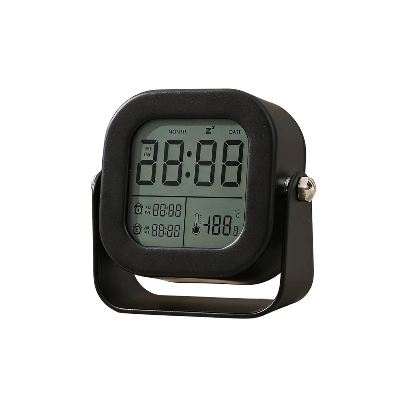 CUNZJIA Adjustable Stand Digital Alarm Clock with Temperature Display Quiet Sweeps Second Movement for Desk Bedroom Offices