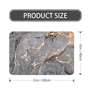 SHENWSAN Diatomaceous Earth Bath mat ，Black Gold Shiny Marble Super Absorbent Fast Drying Non-Slip Diatomite Mud Bathroom Floor Rugs，Office Doormat Kitchen Dining Living Hallway Area Rug,40cm×60cm