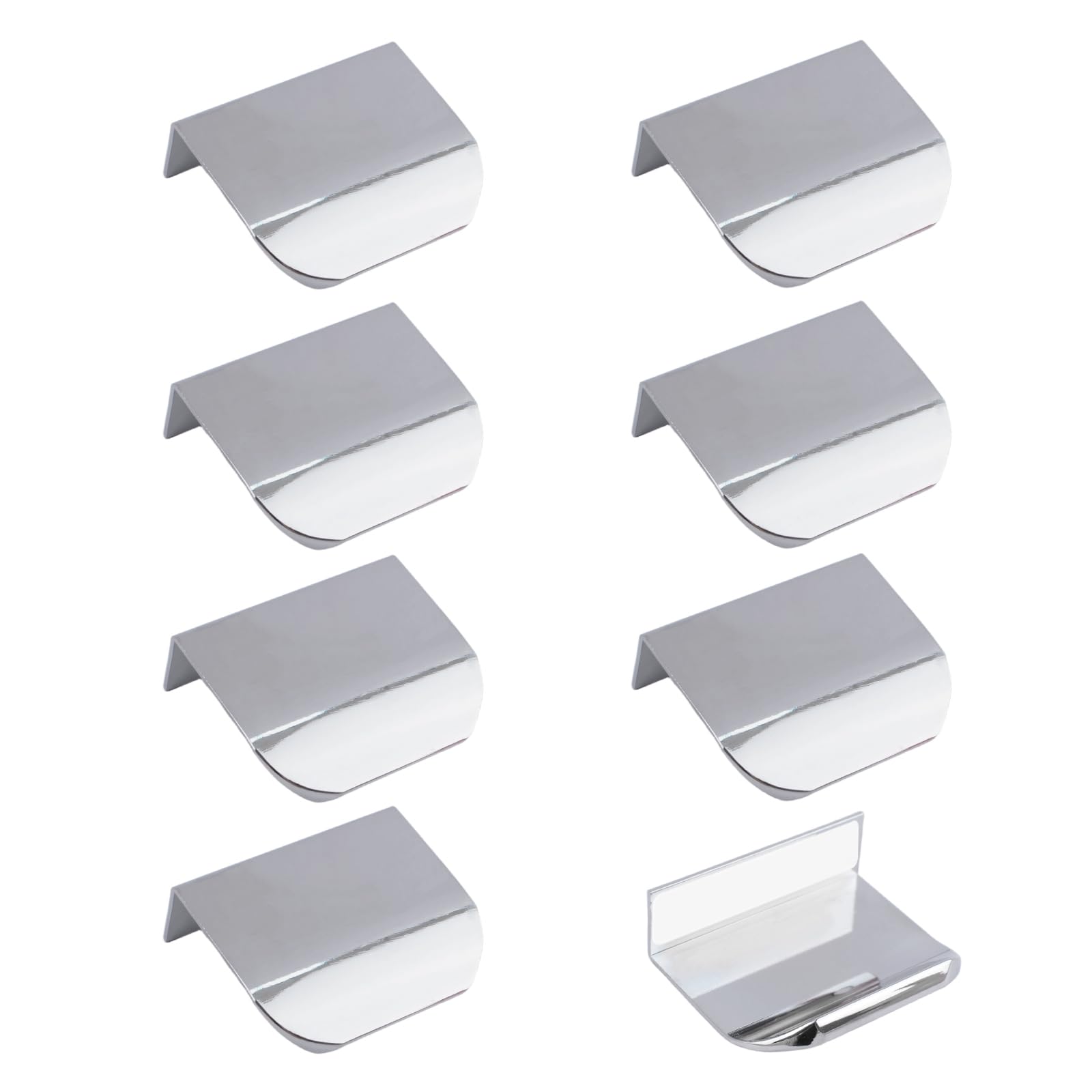 MOROBOR Finger Edge Pull, 8pcs Concealed Handle Aluminum Alloy Invisible Handle 50mm Bright Chrome Furniture Handles Self-Stick Instant Cabinet Drawer Pulls — image 1