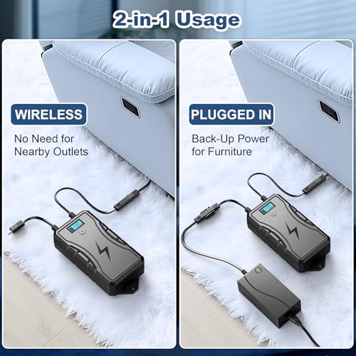 Image of SWANPOW Battery Pack for Reclining Furniture, 2500mAh Universal Recliner Battery Pack Rechargeable with LED Display for 2-Pin Electric Recliner, Sofa, Lift Chair, Couch, Motion Furniture