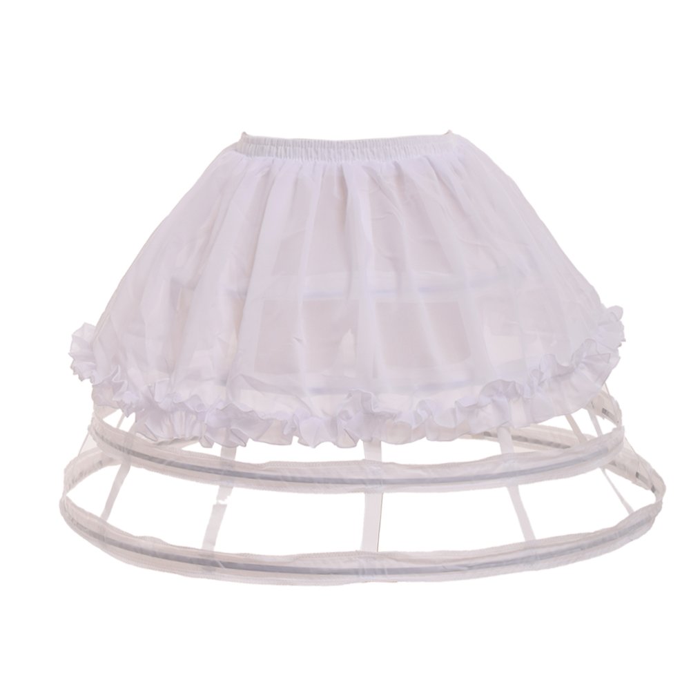 Graceart Women's Style-04 4 Hoops Skirt Petticoat Pannier Cage Skirt Bridal Slips(White)