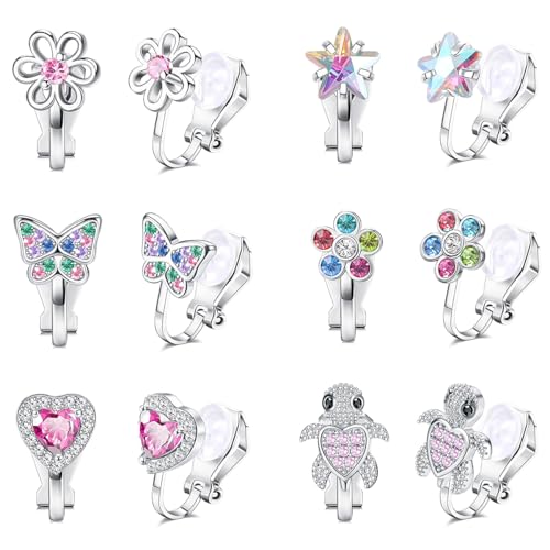 6 Paar Ohrclips Kinder Hypoallergene,Süße Clip Ohrringe...