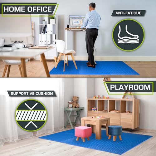Image of ProsourceFit Exercise Puzzle Mat 1 /2-inch, EVA Interlocking Foam Floor Tiles for Home Gym, Workout Equipment, Kids Play Areas, Blue, 72 SQ FT - 18 Tiles