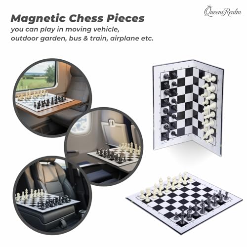 Image of QueensRealm 11.5 Inch Chess Board Set | Premium Foldable Chessboard for Kids and Adults, Lightweight Cardboard Chess Ideal for Indoor Outdoor Travel Chess Set (Folding Chess 11.5 inch x 11.5 inch)