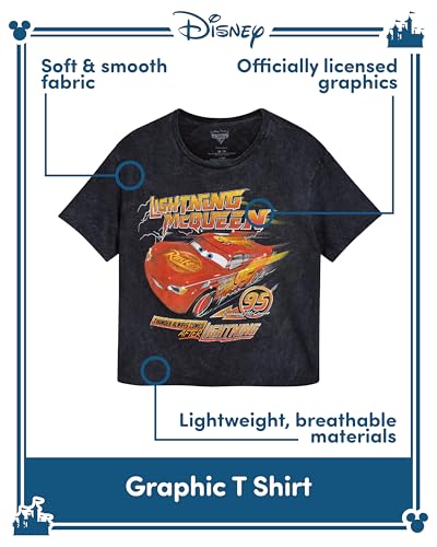 Disney Womens Graphic T Shirt - Pixar Cars Lightning McQueen Marie Crop Top Short Sleeve Graphic Tees for Women (Sizes: S-XL)2