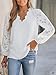 CUPSHE Women Lace Elegant Blouse Long Sleeve Eyelet V Neck Dressy Party Floral Tops Scalloped V Neck Casual Loose Fashion Shirts White XS