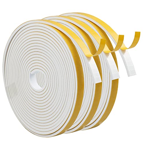 Hyakoz 15m Burlete Ventana Cinta Ventanas Aislante Frio 10mm (W) x3mm (D) Burlete Ventana Corredera Sellar Ventanas Del Frio para Anti Frío, Aislante,Ruido y Colisión(Blanco y amarillo) Cover