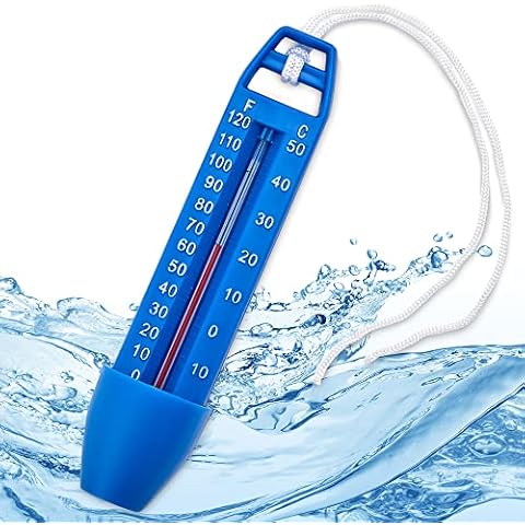 Hecht bruchsicheres Wasserthermometer für Pool, Badewanne, Schwimmbad und Teich - schwimmendes Thermometer mit praktischer Schnur für Innen und Außen - Thermometer Pool Cover