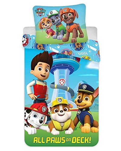 Paw Patrol Children's Bed Linen 2-Piece Set Duvet Cover 100 x 135 cm + Pillowcase 40 x 60 cm, 100% Cotton Öko-Tex, Chase