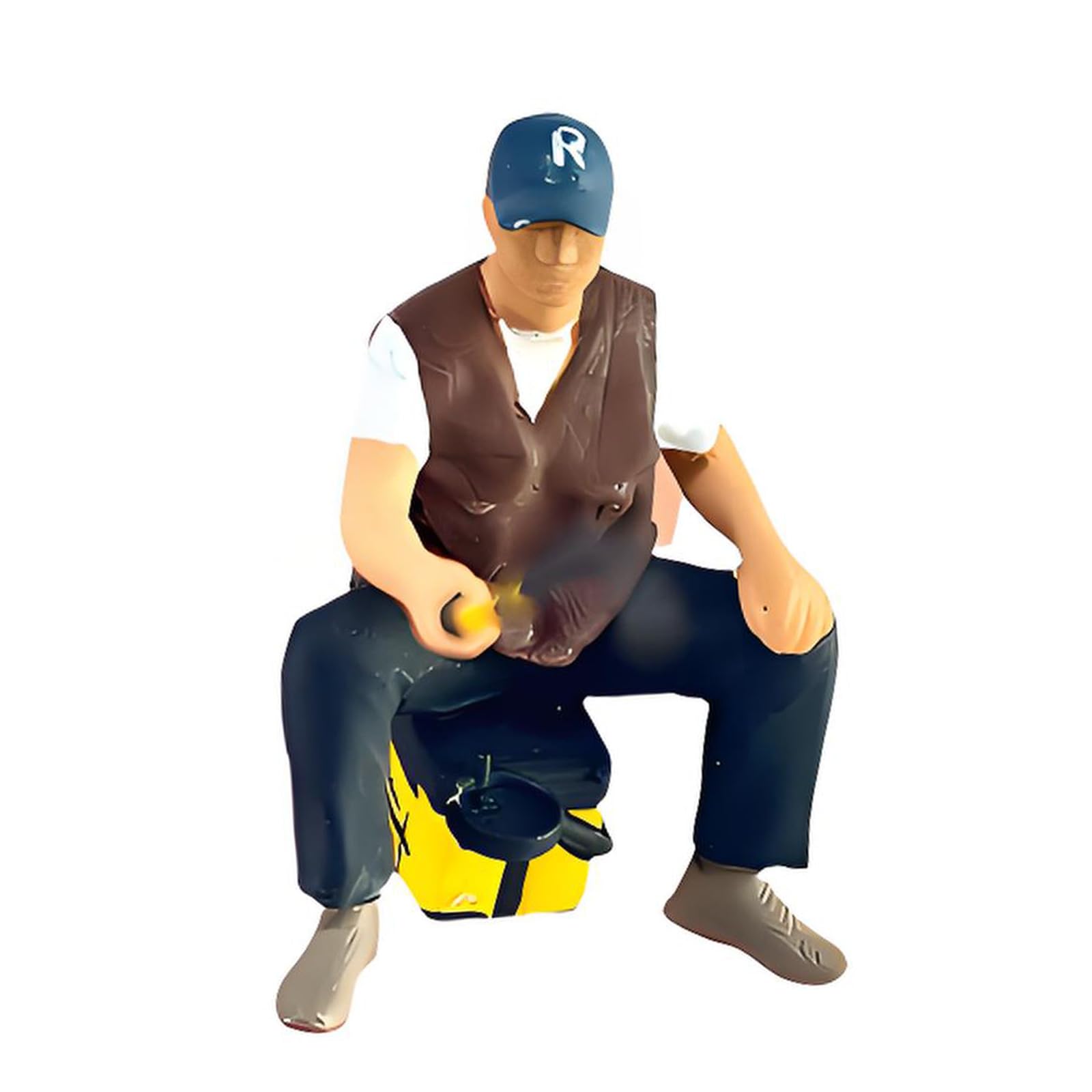 Vdaxvme Tiny Fishing Sport Resin Collectible with Realistic Particulars 1/64 Scale Fishing Figure Suitable for Display & Photography Miniature Fisherman Figurine