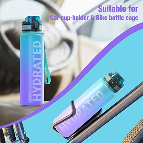 Image of Sahara Sailor Water Bottle, 32 /25 /17oz Durable and Leakproof Water Bottles Motivational with Time Marker, Tritan, BPA Free, Wide Mouth with Easy Clean Brush for Gym, Travel, School, Office (1 Bottle)