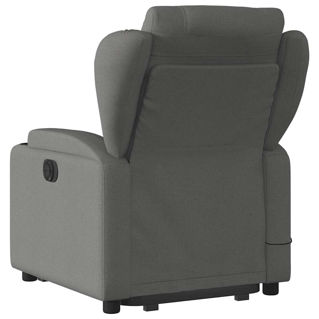 Silla de Masaje reclinable de pie de Tela Gris Oscuro Sillón Reclinable Elevador Eléctrico para Personas Mayores con Función Manual