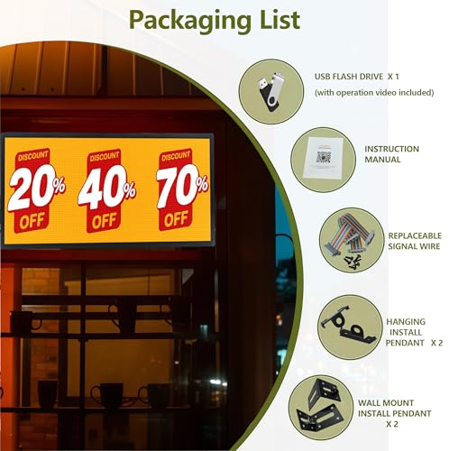 Image of P6 Programmable LED Sign 40 inchx17 inch Outdoor Scrolling Digital Display WiFi Control Full-Color Electronic Message Board for Business Advertising Stock Ticker Marquee Pixel Panel Custom Text /Image /Video /IP65 Waterproof