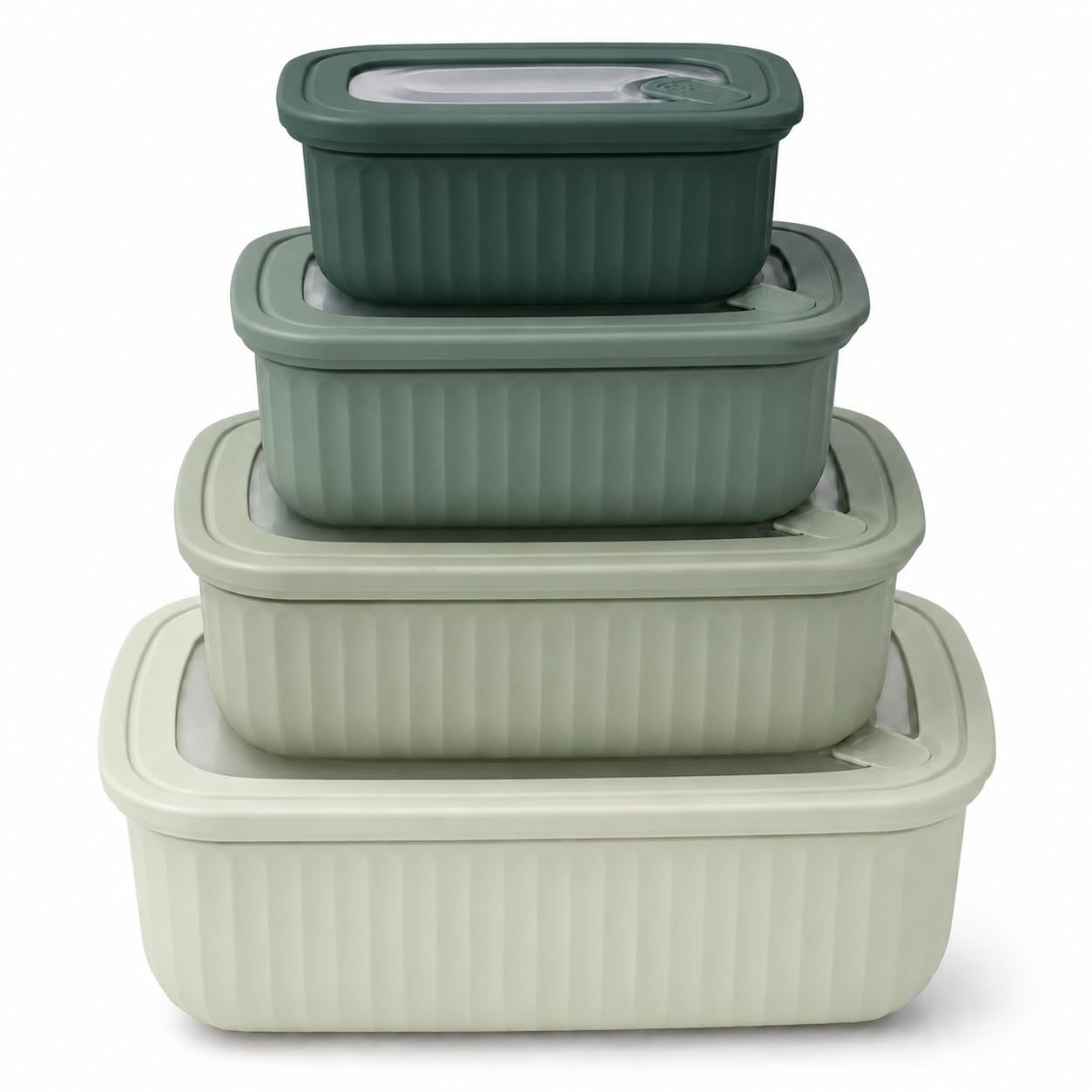 Dependable Industries Inc. - Juego de 4 recipientes de almacenamiento de alimentos sin BPA con tapas ventiladas, varios tamaños, aptos para microondas y congelador, sobras, preparación de comidas,