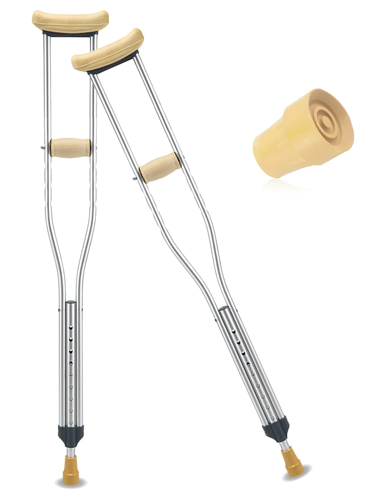 NGD Muletas Ortopédicas de Aluminio,2 Unidades Muletas para Caminar de Regulables en Altura con Contera Antideslizante,Apoyo de Movilidad Lesiones Discapacidades Ancianos(Plata)