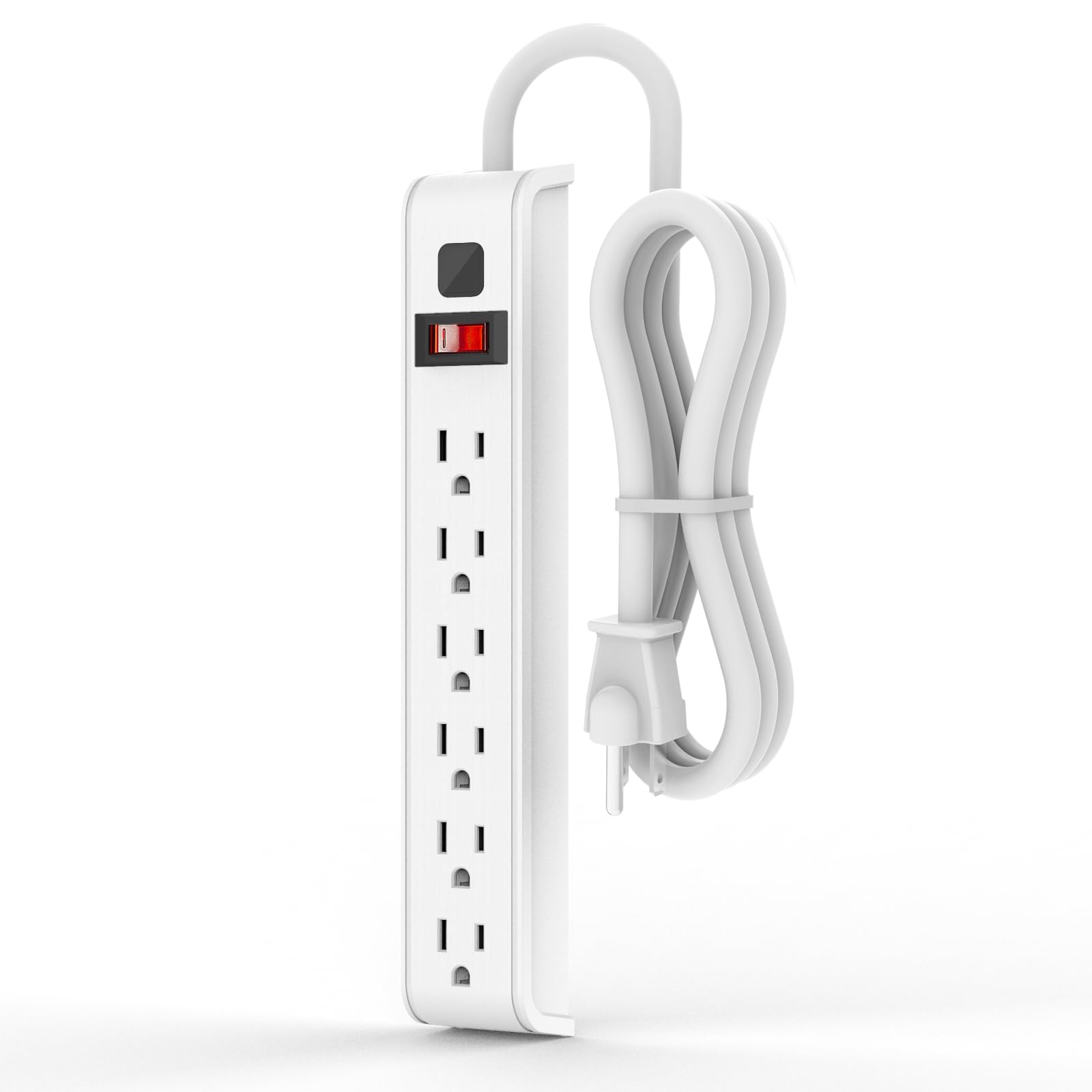 Surge Protector Power Strip, 4 Feet Extension Cord, 600 Joules Surge Protection, Multiple Protection 6 Outlet Strip, ETL Listed, White (1 Pack)