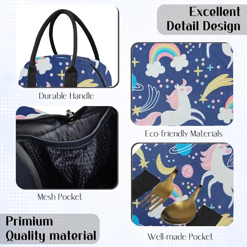 Image of Textile Fabric Lunch Bag Office Tiffin Bags for Men Women | Insulated Hot /Cold Travel Lunch Bag | for Lunch Tiffin Box & Bottle (Unicorn), 5 Liter,Multicolor