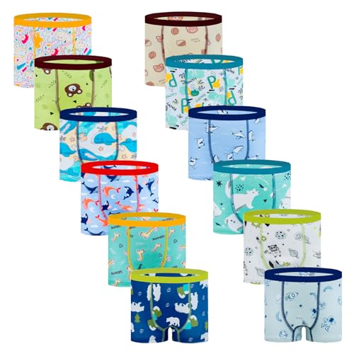 Cogindss Xmrlvn Boys Boxer Briefs Kids Underwear Boys 5-7 Years 12 Pack Multicolor Size:L