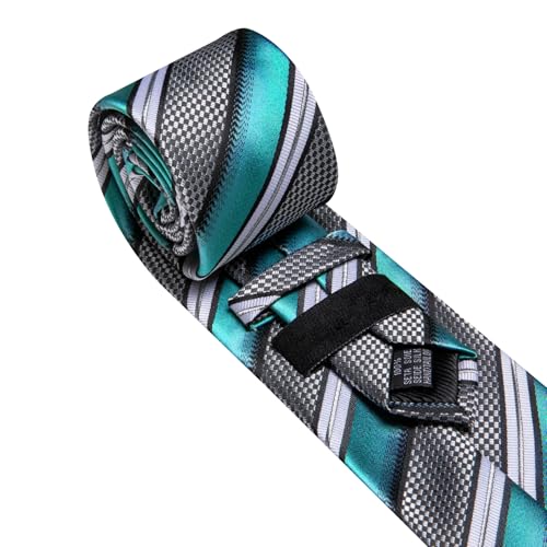 Image of Barry.Wang Mens Tie Set Plaid Check Neckties Formal Business Wedding Luxury Pocket Square Cufflinks