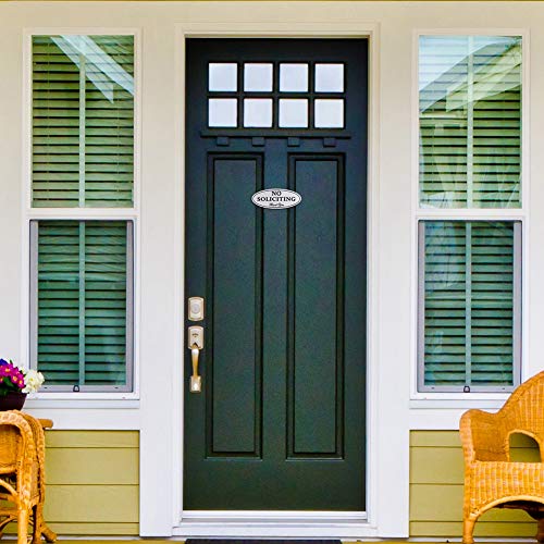 Kichwit No Soliciting Sign For House, With Magnets On The Back, Silver, 2.8” X 7”, Keeps Unwanted Visitors Away, No Deforming, Residue Free Adhesive Included #TOP4