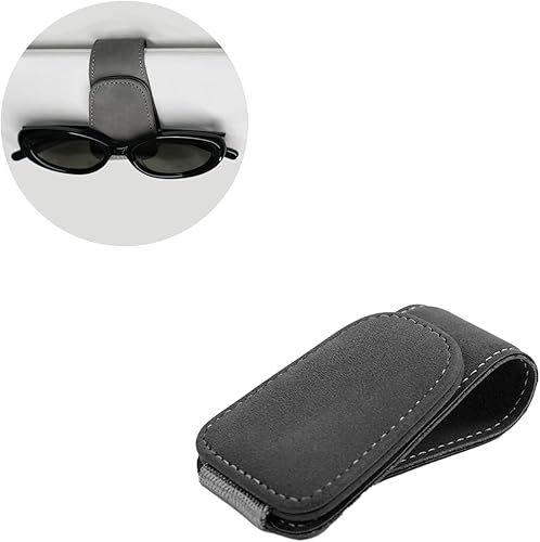 Ompellus Soporte magnético para lentes de sol de cuero de gamuza, clip colgante para visera de coche, accesorios de coche (gris)