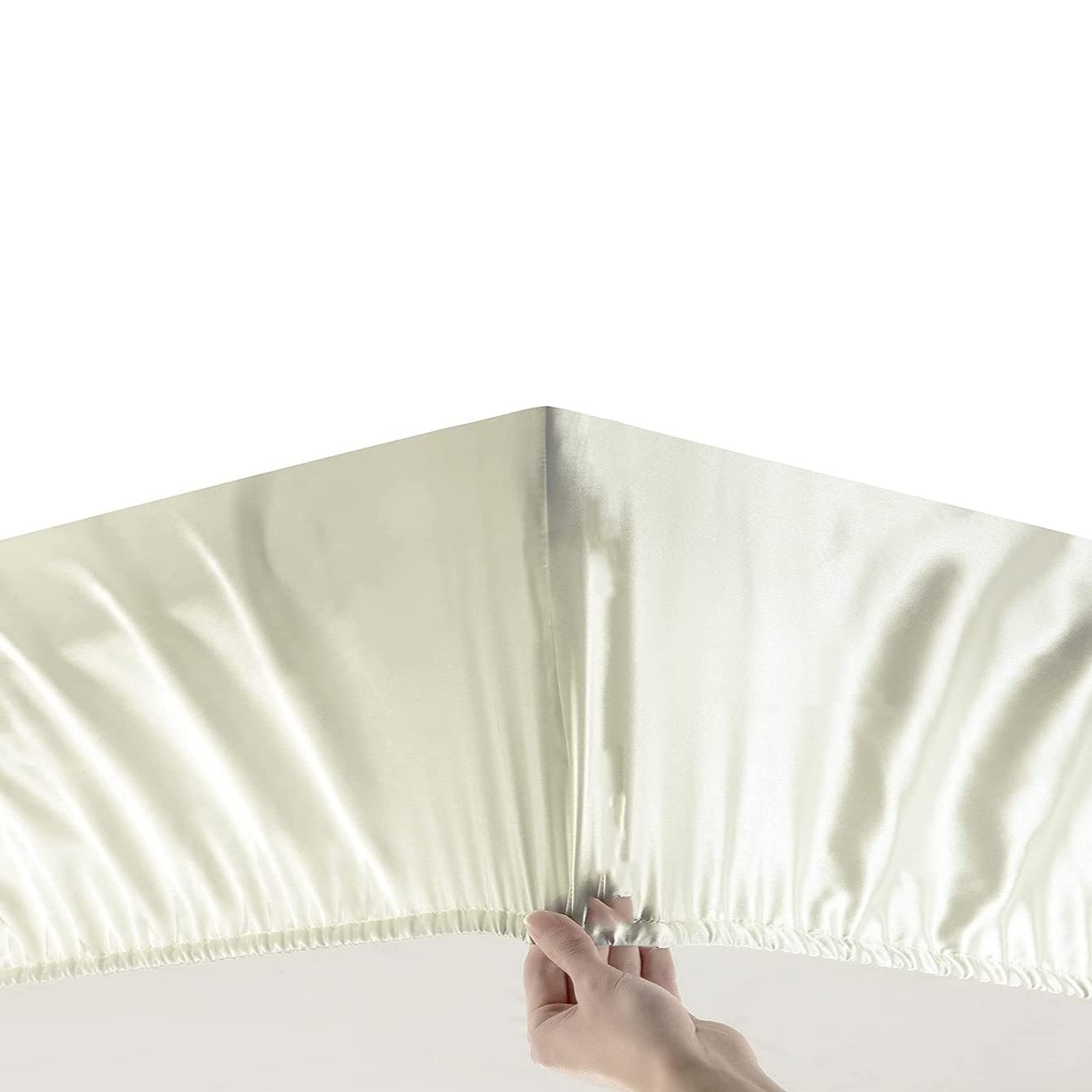 PRIMAVIERA DELUXE Satijnen Hoeslaken Wit met Stijlvolle Look