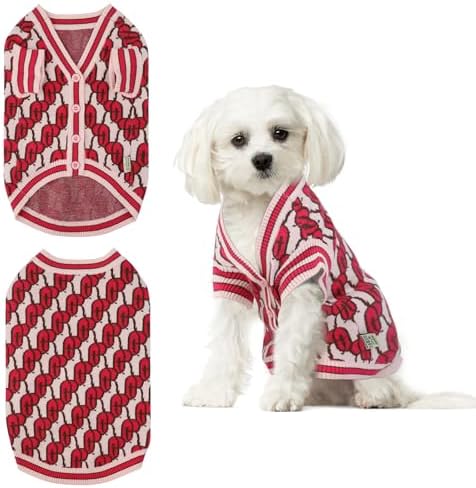 Pet Sweaters for Dogs Boys and Girls, Dynamic Letter Patterned Dog Sweater,Dog Cardigan,Pet Clothes,Pet Knitted Clothing,Fit for Different Seasons and Kinds of Dogs (Pink XS)