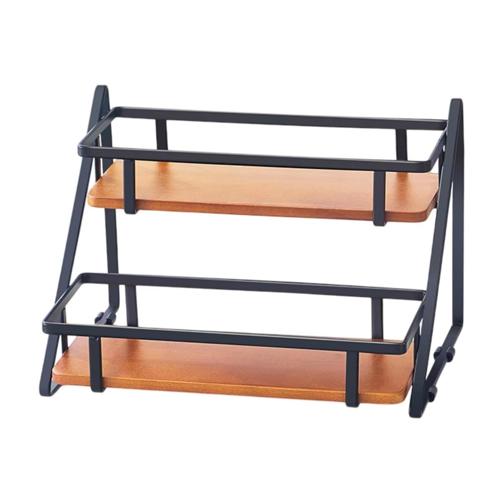 CTRLZS 2 Layer Spice Rack Organizer - Multifunctional Storage for Spices, Condiments & Accessories in Home, Living Room Black