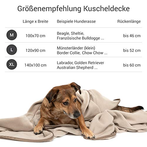 Doctor Bark | kuschelige Hundedecke waschbar bis 95°C, hygienische, weiche Fleecedecke für Sofa und Hundebett, Flauschige Haustierdecke - Made in Germany (L - 120x90 cm/Beige)