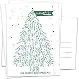 Adventskalender Karten Set - 5 Postkarten im geschmackvollen Design mit Baumkugeln zum Ausmalen, Mini Adventskalender als Weihnachtskarten Alternative für Advent & Weihnachtsgrüße, Grün Weiß