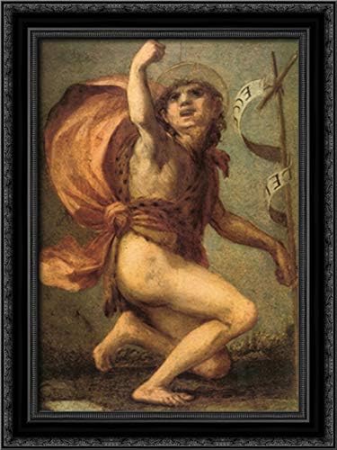 San Giovannino 18x24 Black Ornate Wood Framed Canvas Art by Rosso Fiorentino