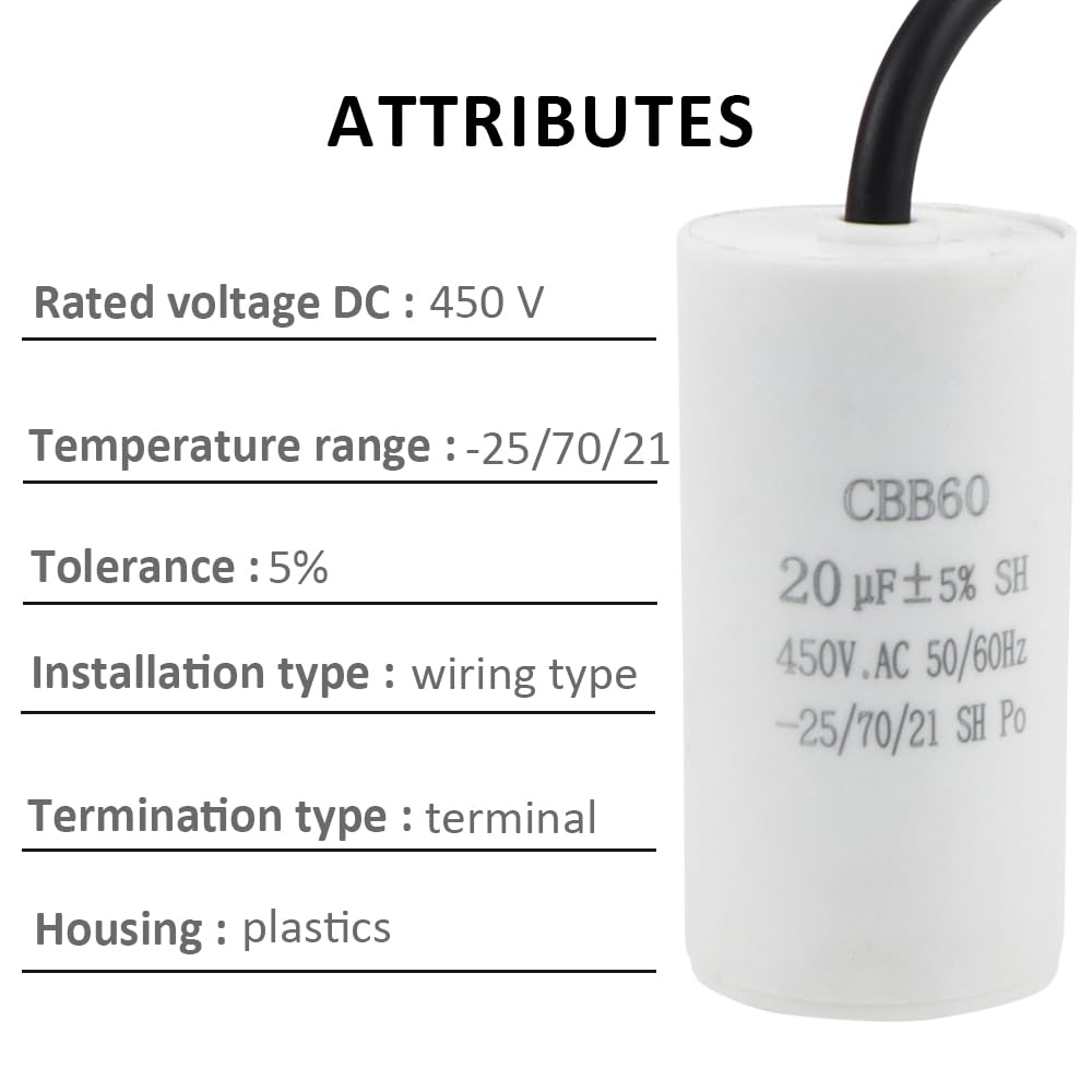 Condensateur 16uf 450v Duokon Moteur En Marche Condensateur De Fonctionnement De Moteur Condensateur 20uf